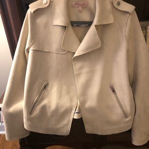 Philosophy Cream Faux Suede Moto Jacket, small